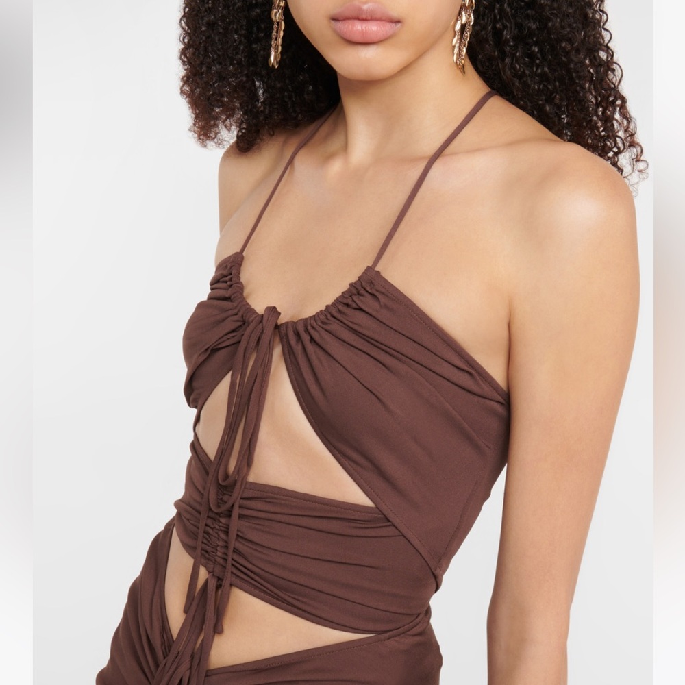 NWT Christopher Esber brown Multi-Panel Disconnect halter dress - Picture 2 of 10